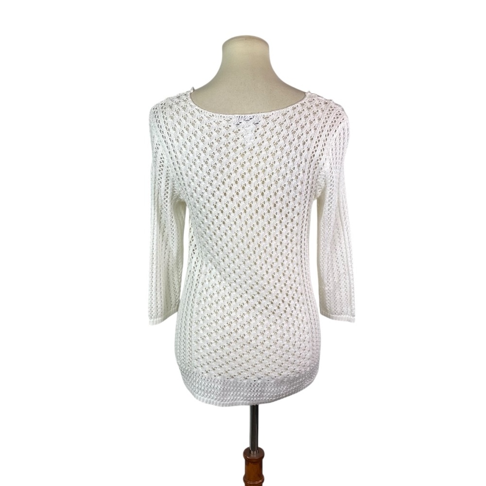 Woman’s Christopher & Banks crochet white sweater size PM - Picture 4 of 6